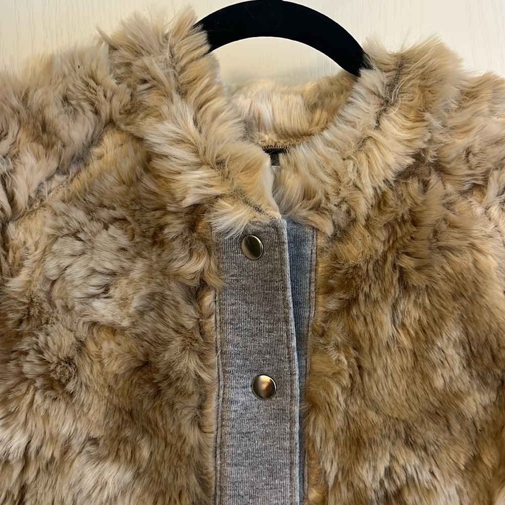 NSF Women’s Faux Fur Jacket - Tan and Gray - Picture 2 of 8